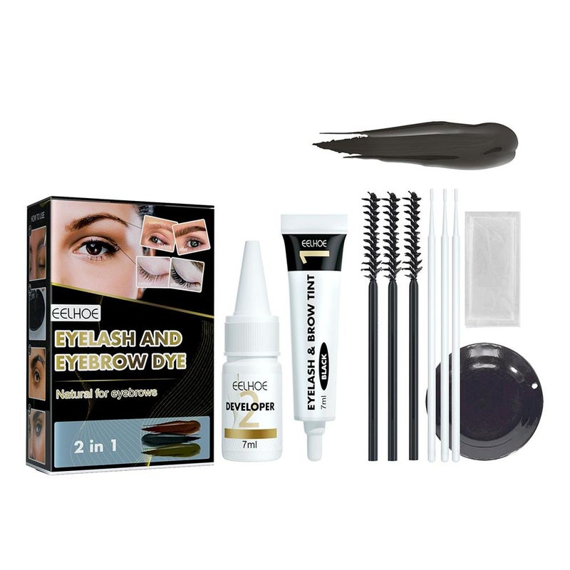 EELHOE Eyebrow and Eyelash Tinting Set - 2-in-1 Eyelash and Eyebrow Tinting Set, Colorfast, Sweatproof, Smudge-proof